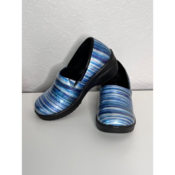 Easy Street Laurie Striped Blue& Silver Women's Clogs Non-Slip Size 5.1/2M - Picture 3 of 8